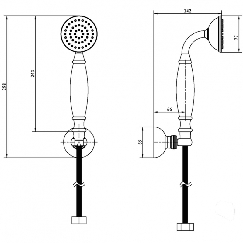 Boheme Imperiale Душевой гарнитур: душевая лейка 1 вид струи, держатель для душа, шланг, цвет: gold 408