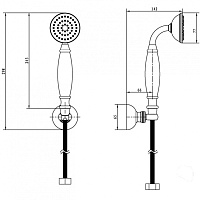 Boheme Imperiale Душевой гарнитур: душевая лейка 1 вид струи, держатель для душа, шланг, цвет: gold 408