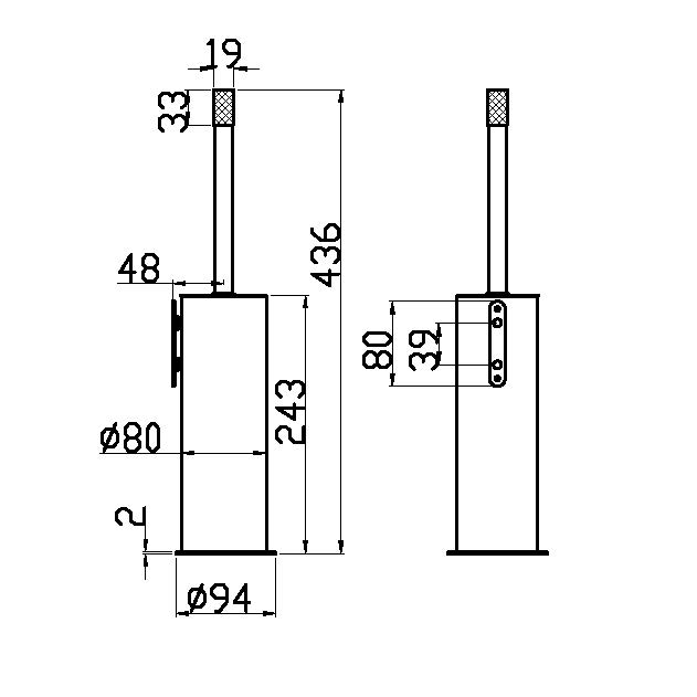 Boheme Uno Ершик для унитаза подвесной с латунной колбой, цвет: black 10984-B
