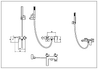 Boheme Qubic Смеситель для ванны с душевым комплектом: ручной душ, шланг, излив 20 см, цвет: chrome 473-CR