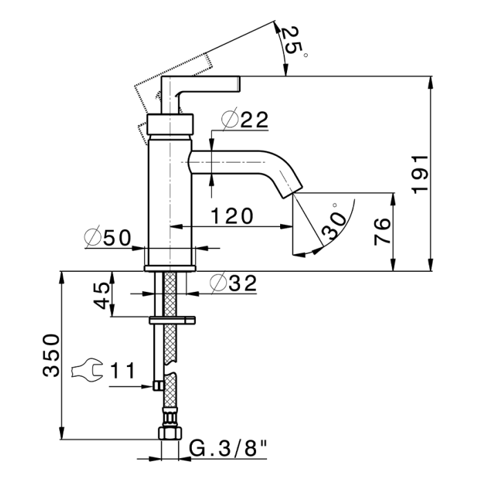 Cisal Grace Смеситель для раковины, без донного клапана, длина излива 12 см, цвет: chrome GC00054021