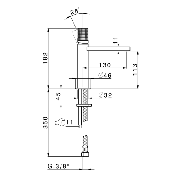 Cisal X32 Смеситель для раковины, без д/к, длина излива 13 см, цвет: brushed black titanium PVD X20005045L