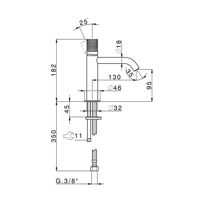 Cisal X32 Смеситель для раковины, без д/к, длина излива 13 см, цвет: brushed rose gold PVD X10005045N