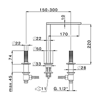 Cisal X32 Смеситель для раковины, без д/к, длина излива 17 см, цвет: dark brass brushed PVD X20010405H