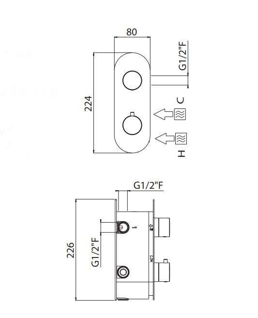 Carimali IlTondo Смеситель термостатический встраиваемый для душа, цвет: хром 21228EST/A-CR