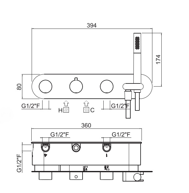Carimali IlTondo Смеситель термостатический встраиваемый для душа, цвет: хром 21848EST/A-CR