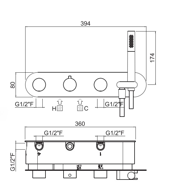 Carimali IlTondo Смеситель термостатический встраиваемый для душа, цвет: хром 21868EST/A-CR