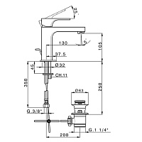 Cisal Cubic Смеситель для раковины, с донным клапаном, длина излива 13 см, цвет: night black CU00049540