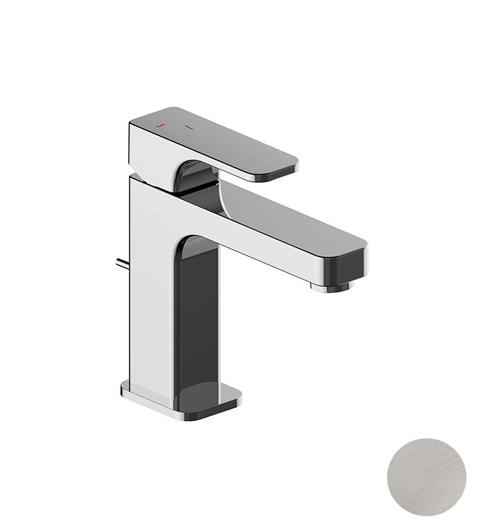 Cisal Cubic Смеситель для раковины, с донным клапаном, длина излива 13 см, цвет: brushed nickel CU0004952F