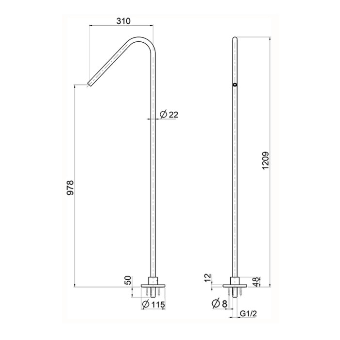 Cisal Xion Излив для ванны и раковины напольный 31 см, h120,9 см, цвет: Inox ZA001280D1