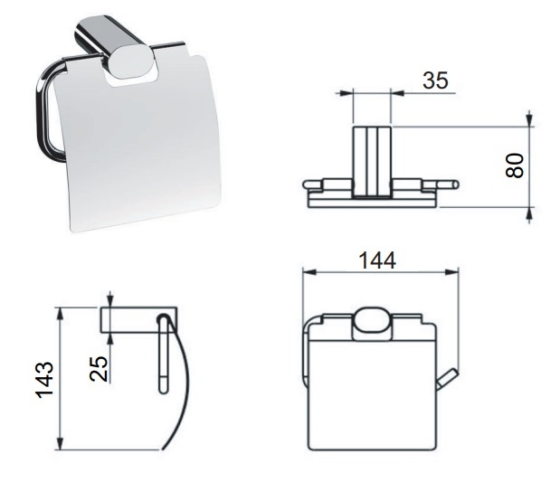 Remer Lounge Держатель туалетной бумаги с крышкой, подвесной, цвет: oro spazzolato LN60BG