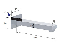 Remer Qubika Излив настенный 18 см, цвет: oro spazzolato 91QBG