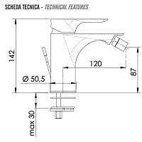 Remer Infinity Смеситель для биде, с донным клапаном, цвет: cromo nero spazzolato I20CFP