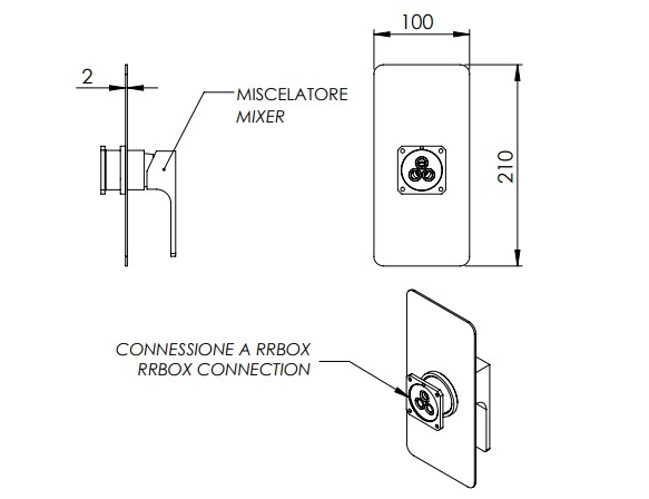 Remer Absolute Смеситель для душа встраиваемый на 1 потребителя, внешняя часть, цвет: nero opaco AU30KBNO