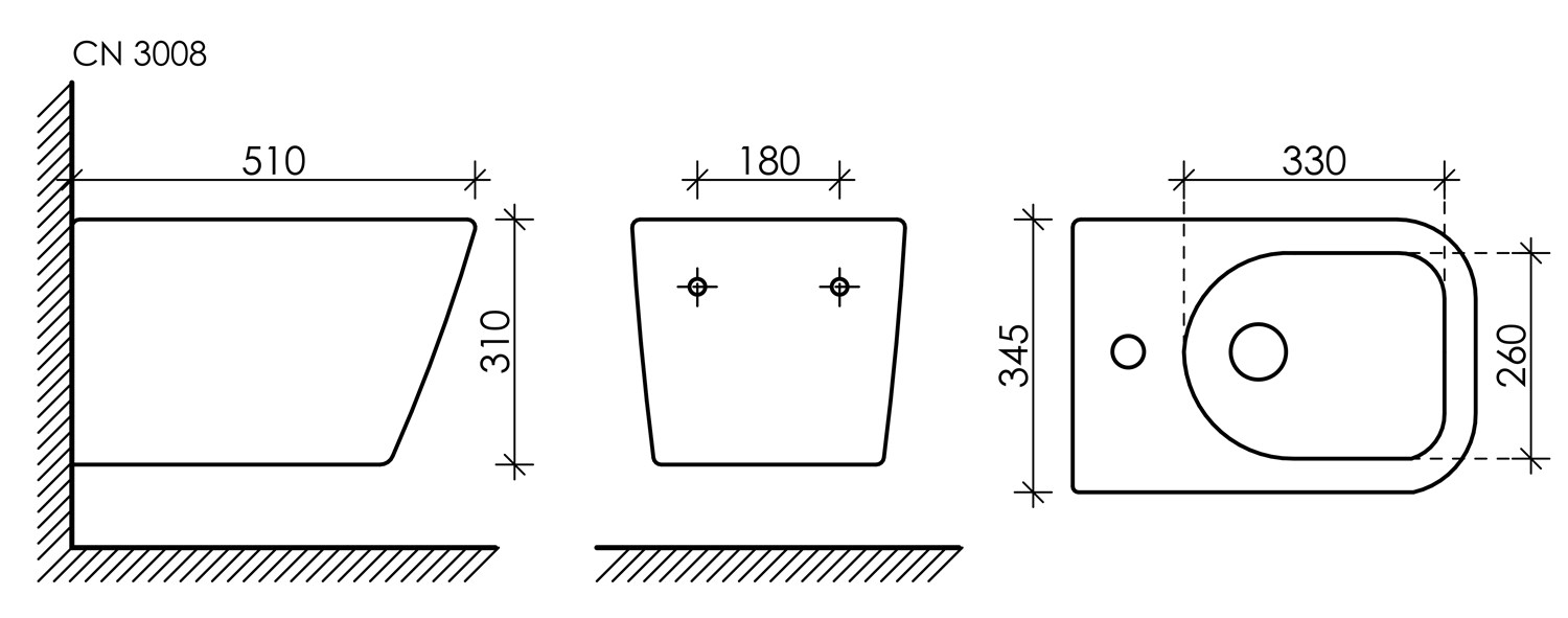 Ceramicanova Metric Биде подвесное 34,5х51 см, c переливом, цвет: черный матовый CN3008MB