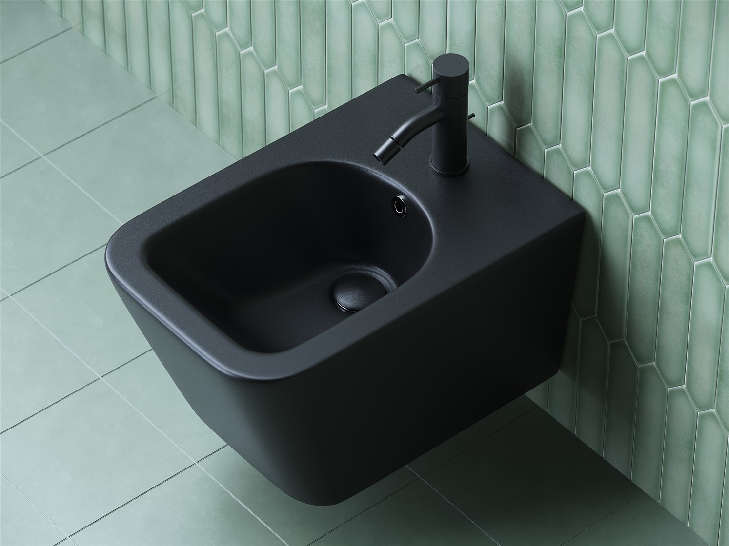 Ceramicanova Metric Биде подвесное 34,5х51 см, c переливом, цвет: черный матовый CN3008MB