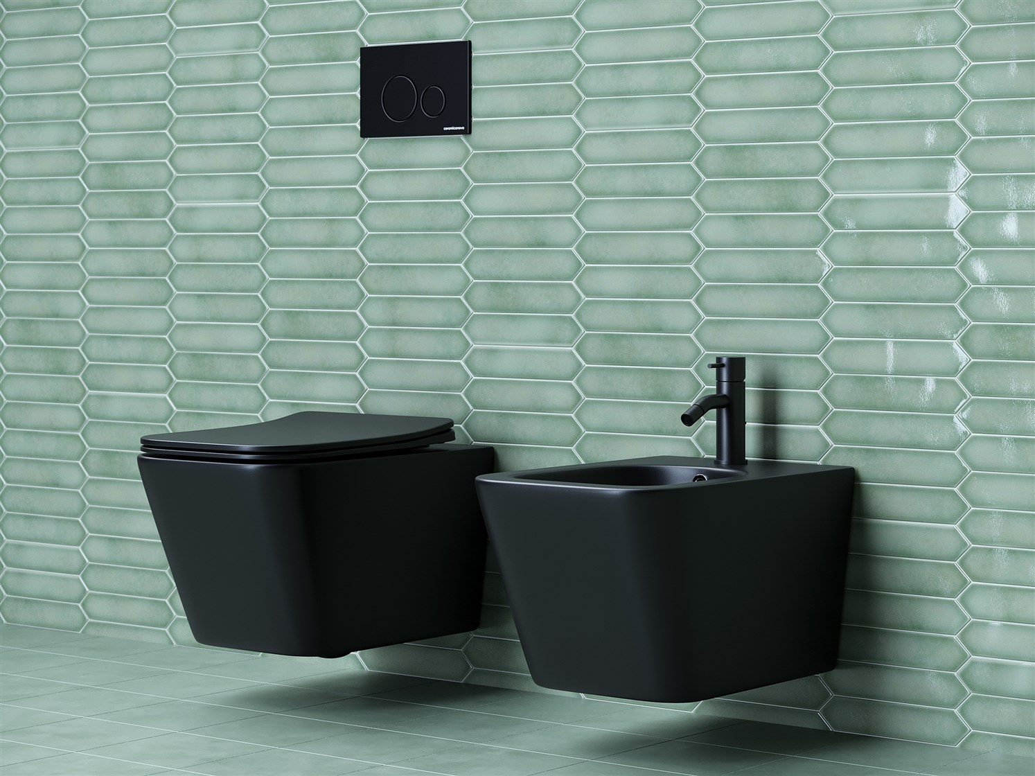 Ceramicanova Metric Биде подвесное 34,5х51 см, c переливом, цвет: черный матовый CN3008MB
