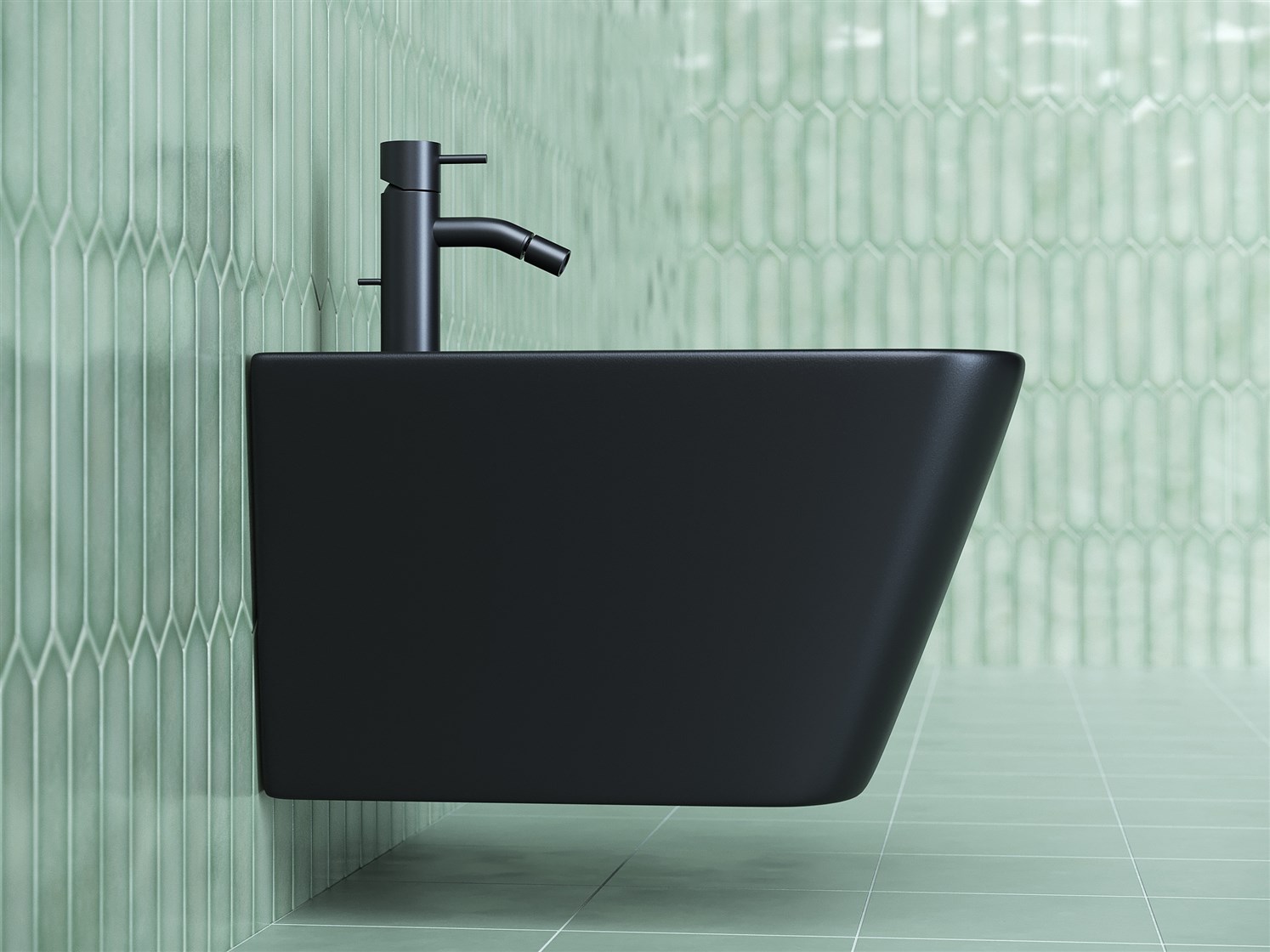 Ceramicanova Metric Биде подвесное 34,5х51 см, c переливом, цвет: черный матовый CN3008MB