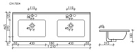 Ceramicanova Element Раковина накладная с 2мя чашами 121х46,5 см, перелив, цвет: черный матовый CN7004MB
