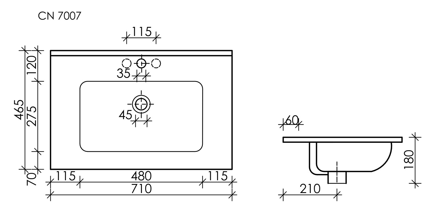 Ceramicanova Element Раковина накладная 71х46,5 см, с переливом, цвет: черный матовый CN7007MB