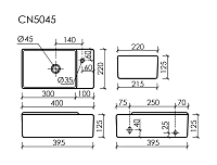 Ceramicanova Element Раковина подвесная 39,5х22 см, без перелива, смес.справа, цвет: белый глянц. CN5045