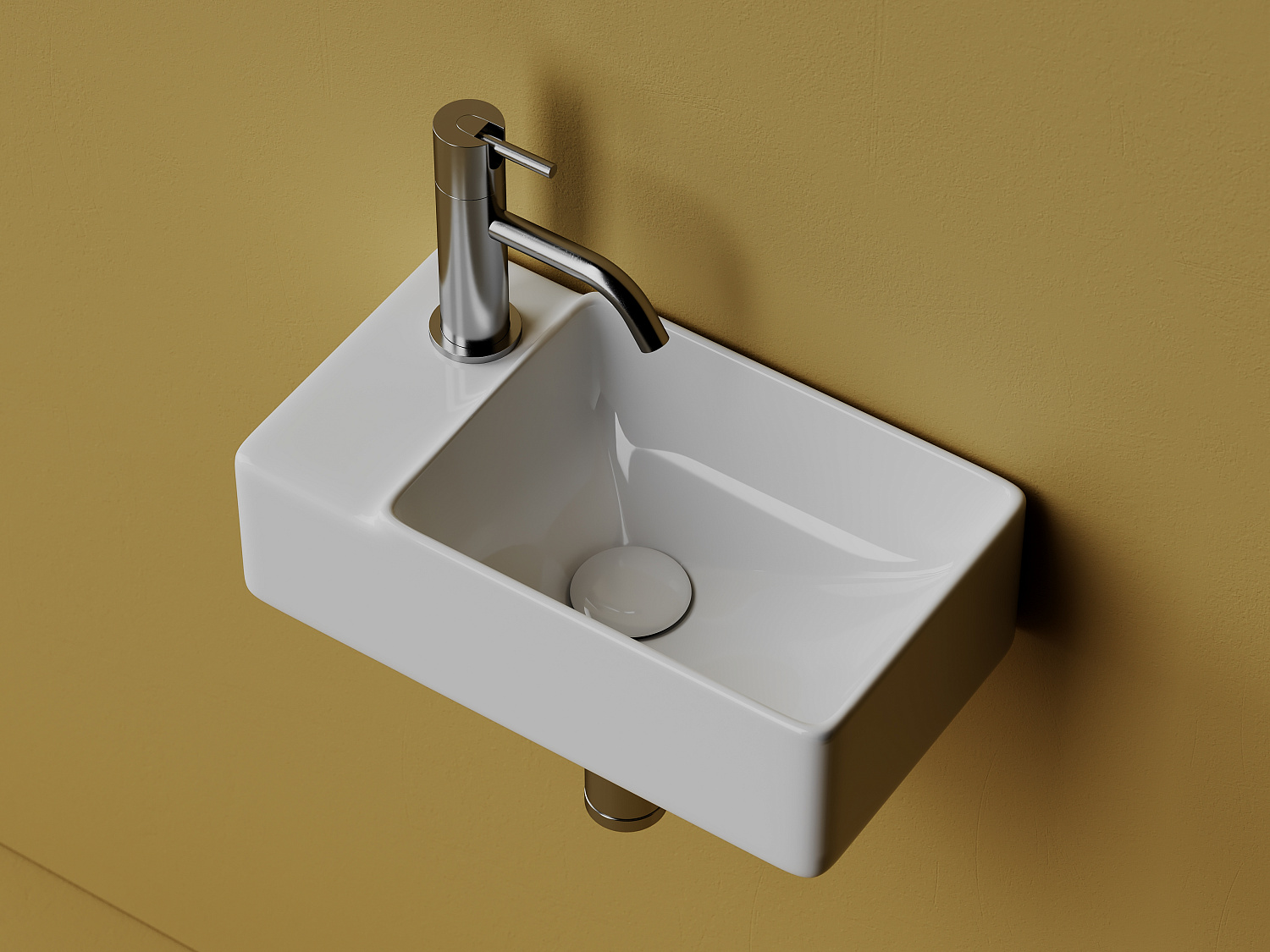 Ceramicanova Element Раковина подвесная 39,5х22 см, без перелива, смес. слева, цвет: белый глянц. CN5046