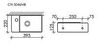 Ceramicanova Element Раковина подвесная 39,5х22 см, без перелива, смес. слева, цвет: черный матов. CN5046MB