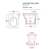 ArtCeram Civitas Биде напольное 36x54 см, 1 отв, с переливом, с креплениями, цвет: grigio acquarello CIB002 34 00