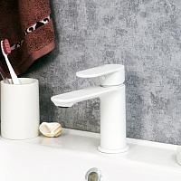 Wasserkraft Mindel Смеситель для умывальника излив 13 см, цвет: белый 8503