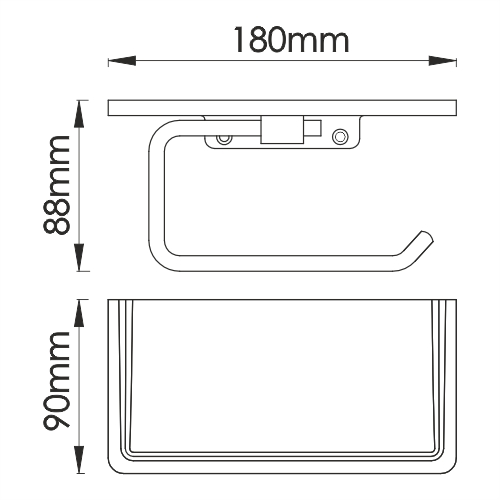Wasserkraft Держатель туалетной бумаги с полочкой для телефона, цвет: черный матовый K-1525
