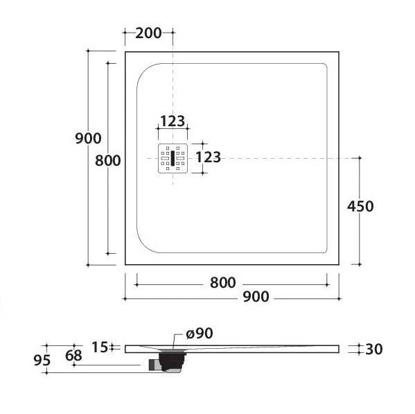 Globo Docciapietra Поддон для душа из композита 90х90x3h см, цвет: nero opaco DP09090504