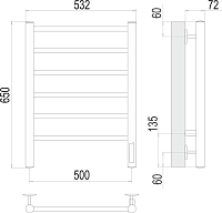 Terminus Аврора Полотенцесушитель электрический 53,2x65h, цвет: хром 4670078531155