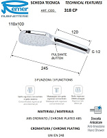 Remer Ручной душ, 3 вида струи, цвет: cromo 318CPX