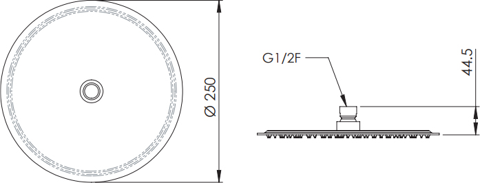 Remer Верхний душ 25 см, 1 режим, без кронштейна, цвет: cromo 357UFM25X