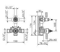 Cisal Встраиваемая часть термостатического смесителя для душа на 3 выхода ZA01920104