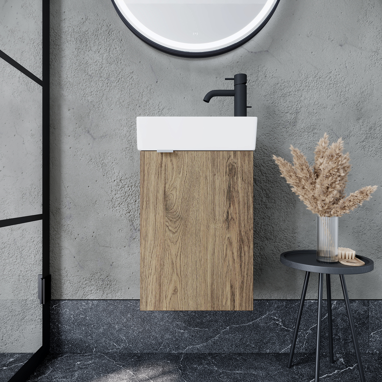 Sancos Mini Тумба для раковины подвесная 35,5x20,5x50h см, цвет: дуб чарльстон MN35ECHR