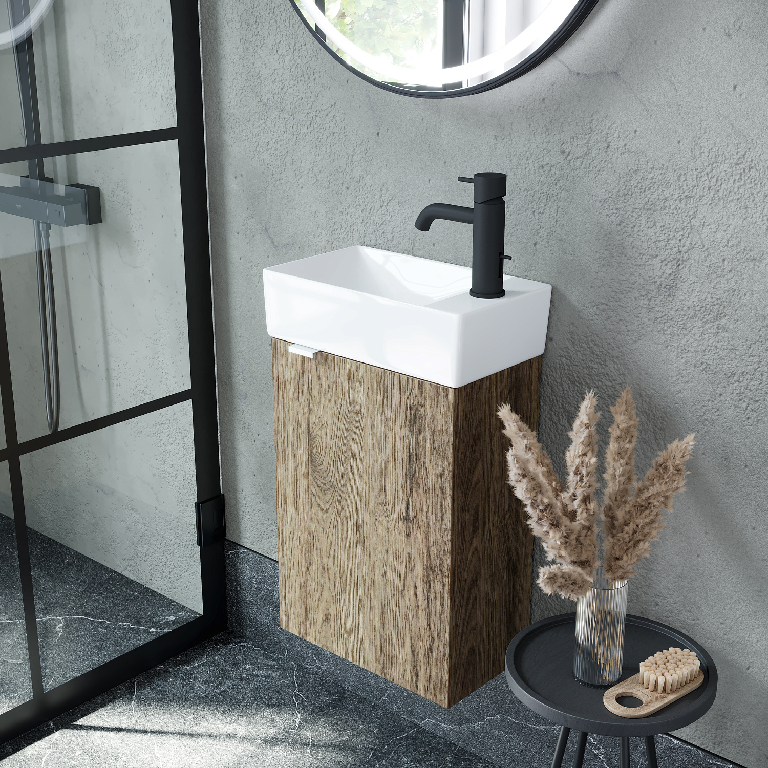 Sancos Mini Тумба для раковины подвесная 35,5x20,5x50h см, цвет: дуб чарльстон MN35ECHR