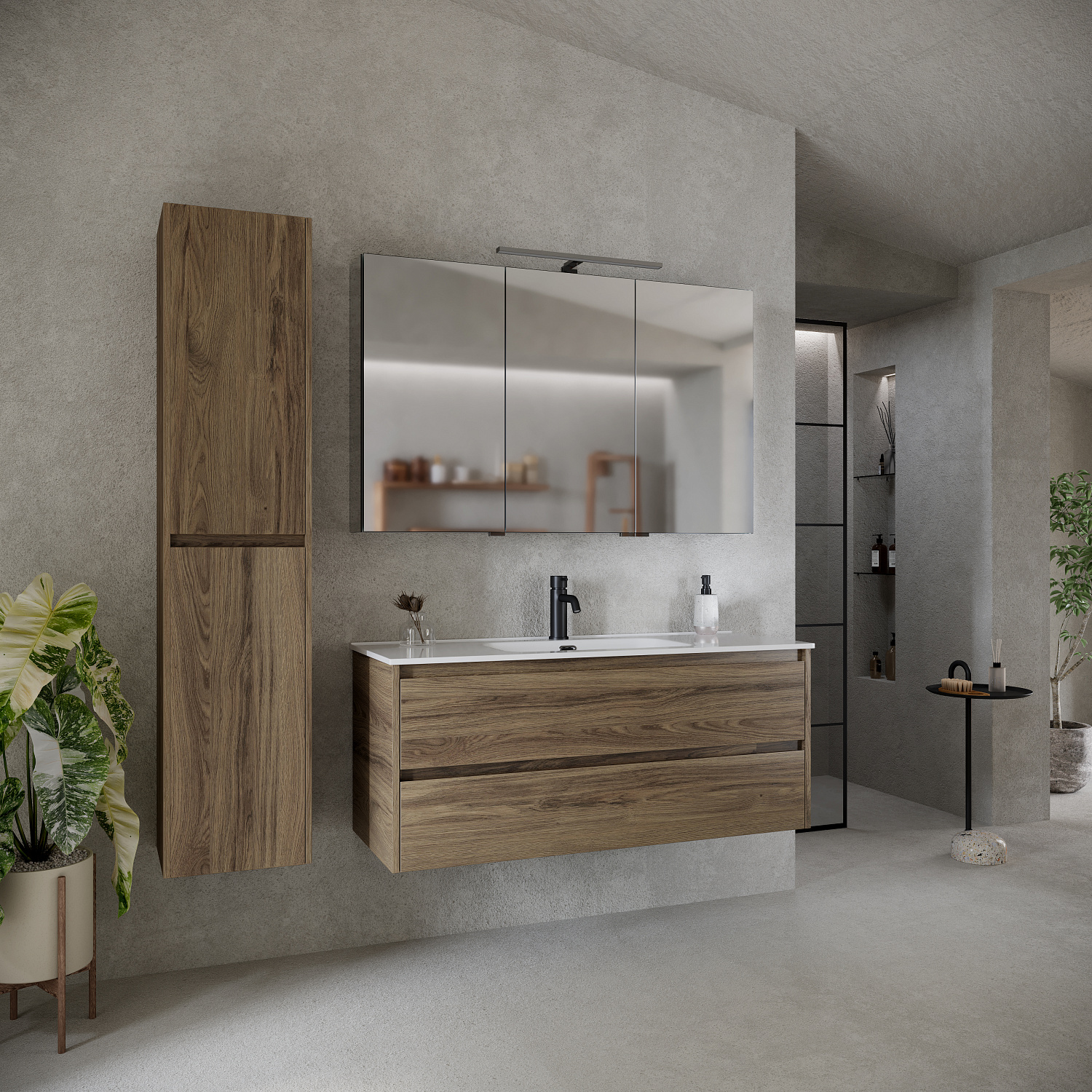 Sancos Libra Тумба для раковины подвесная 119x45x50h см, цвет: дуб чарльстон LB120-1ECH
