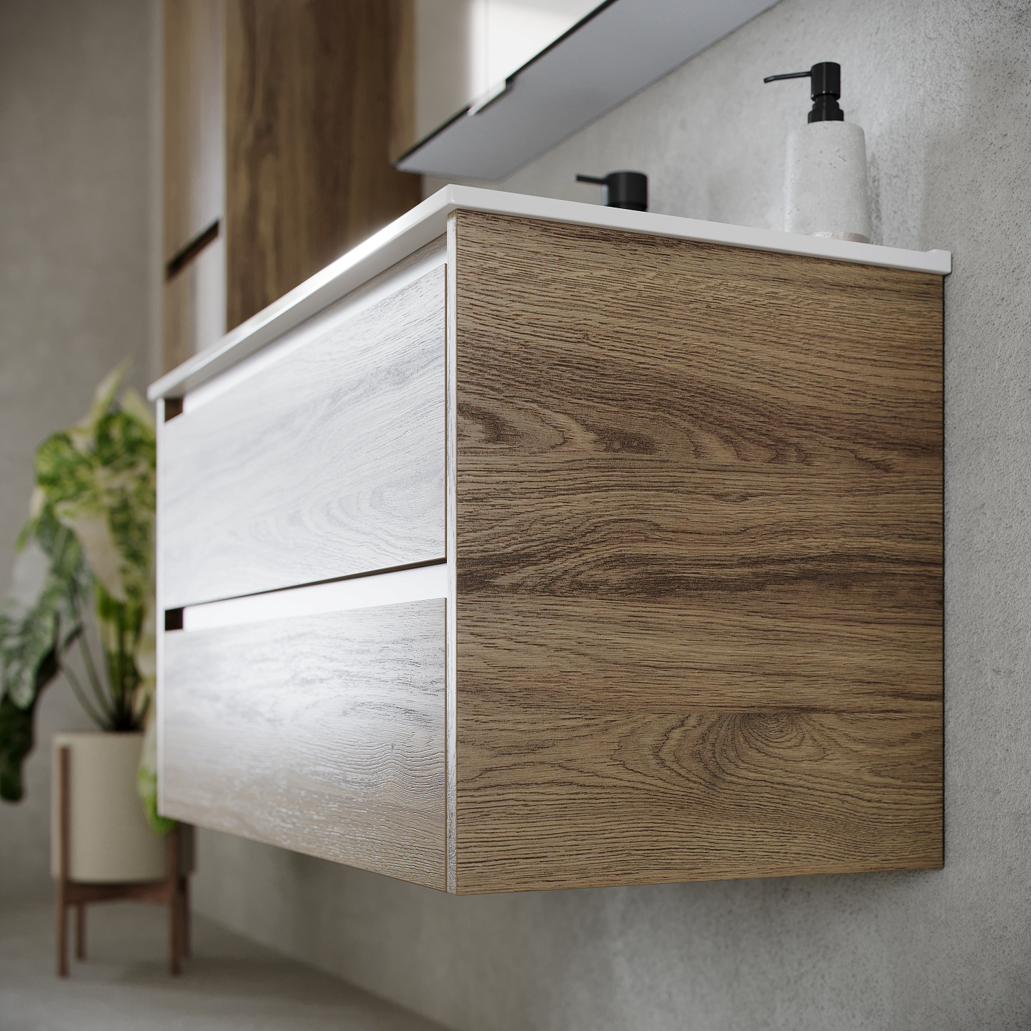 Sancos Libra Тумба для раковины подвесная 119x45x50h см, цвет: дуб чарльстон LB120-1ECH