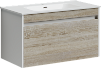 Sancos Smart Тумба для раковины подвесная 89x45x50h см, цвет: дуб бардолино/белый SM90E