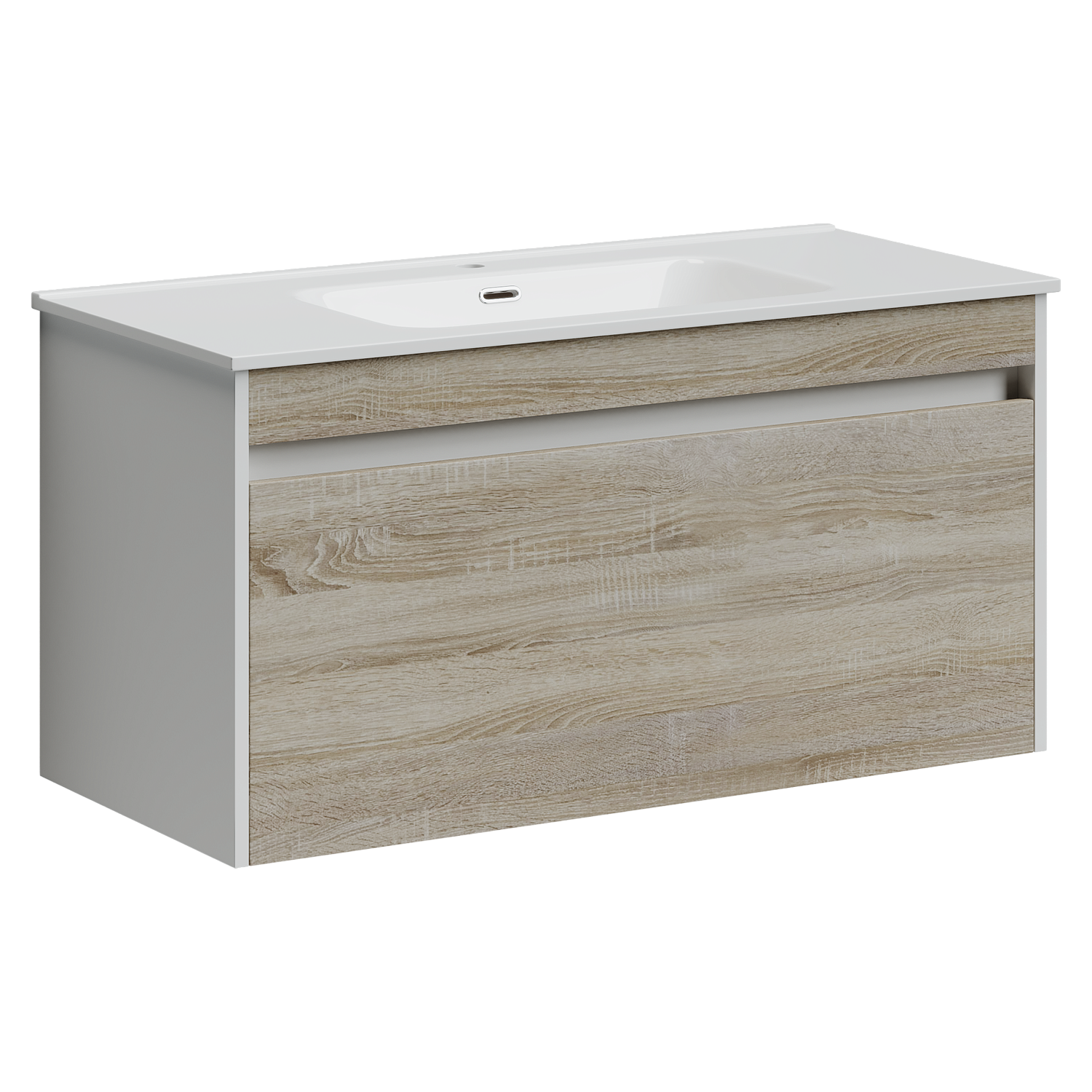 Sancos Smart Тумба для раковины подвесная 99x45x50h см, цвет: дуб бардолино/белый SM100E