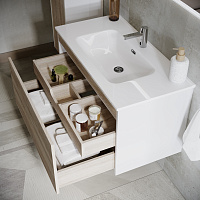 Sancos Smart Тумба для раковины подвесная 99x45x50h см, цвет: дуб бардолино/белый SM100E