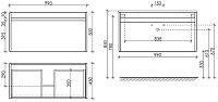 Sancos Smart Тумба для раковины подвесная 99x45x50h см, цвет: дуб бардолино/белый SM100E