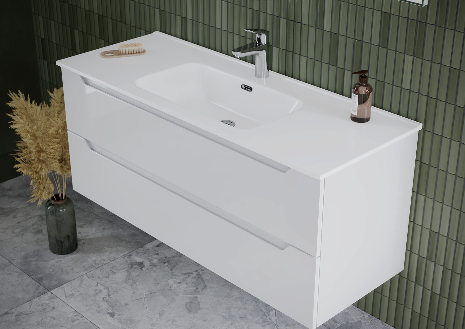 Sancos Norma 2.0 Тумба для раковины подвесная 119x45x50h см, цвет: белый NR2.0120-1W
