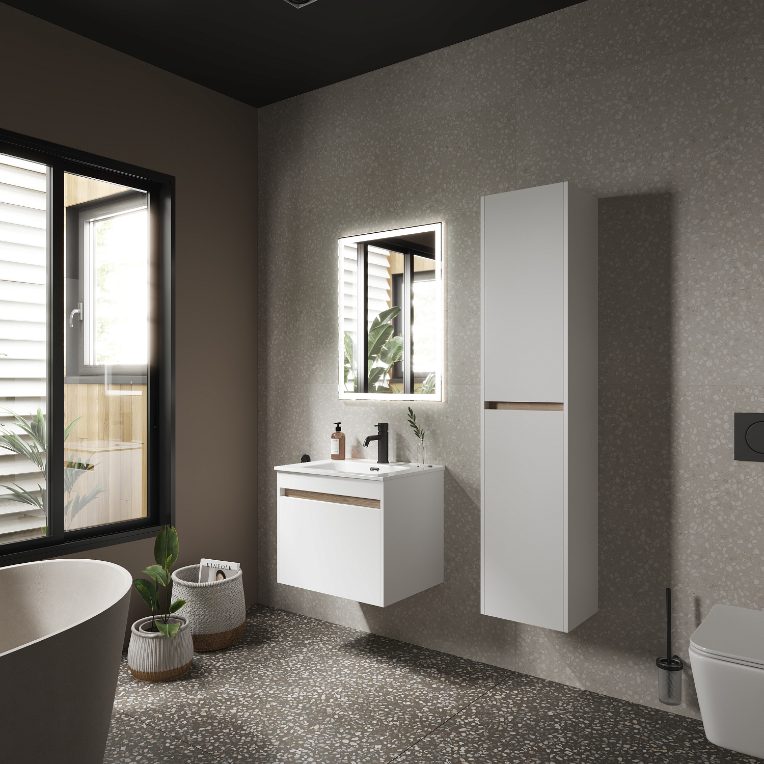 Sancos Smart Тумба для раковины подвесная 59x45x50h см, цвет: белый SM60W