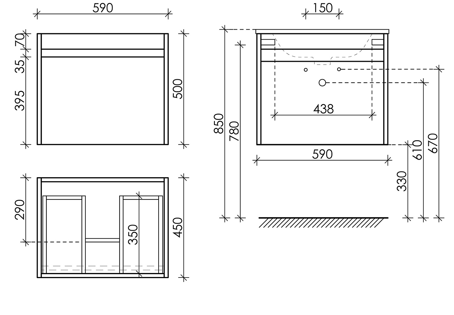 Sancos Smart Тумба для раковины подвесная 59x45x50h см, цвет: белый SM60W