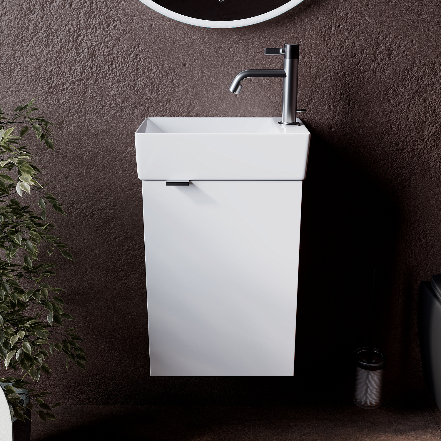 Sancos Mini Тумба для раковины подвесная 35,5x20,5x50h см, цвет: белый глянец MN35WR