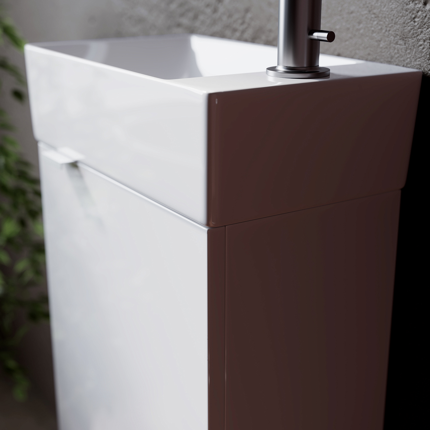 Sancos Mini Тумба для раковины подвесная 35,5x20,5x50h см, цвет: белый глянец MN35WR