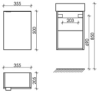 Sancos Mini Тумба для раковины подвесная 35,5x20,5x50h см, цвет: белый глянец MN35WR