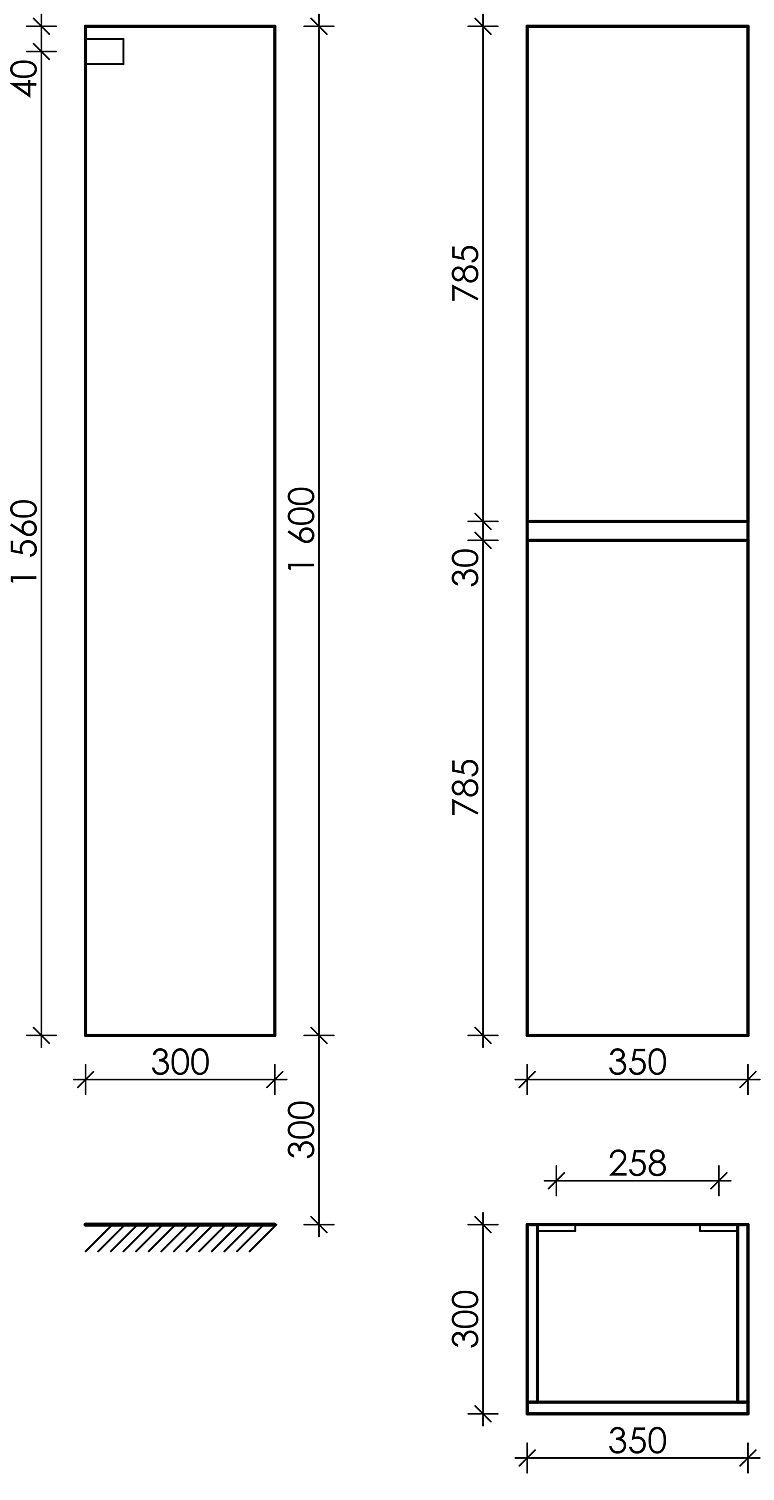 Sancos Urban Шкаф-пенал подвесной 35x30x160h см, цвет: дуб галифакс натуральный PUR35EG